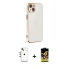 MARSİLYAN™- iPhone 14 Kılıf Yankı Serisi - Siyah Buffer Cam Ekran Koruyucu + Shine Kamera Lens - GI