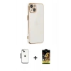 MARSİLYAN™- iPhone 14 Kılıf Yankı Serisi - Siyah Buffer Cam Ekran Koruyucu + Shine Kamera Lens - GS