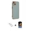 MARSİLYAN™- iPhone 14 Kılıf Yankı Serisi - Siyah Buffer Hayalet Cam Ekran Koruyucu + Diamond Kamera Lens - KI