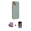 MARSİLYAN™- iPhone 14 Kılıf Yankı Serisi - Siyah Buffer Hayalet Cam Ekran Koruyucu + Raze Metal Kamera Lens - KI