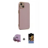 MARSİLYAN™- iPhone 14 Kılıf Yankı Serisi - Siyah Buffer Hayalet Cam Ekran Koruyucu + Raze Metal Kamera Lens - KI