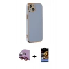 MARSİLYAN™- iPhone 14 Kılıf Yankı Serisi - Siyah Buffer Hayalet Cam Ekran Koruyucu + Raze Metal Kamera Lens - KI