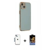 MARSİLYAN™- iPhone 14 Kılıf Yankı Serisi - Siyah Buffer Hayalet Cam Ekran Koruyucu + Shine Kamera Lens - MI