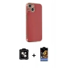 MARSİLYAN™- iPhone 14 Kılıf Yankı Serisi - Siyah Buffer Hayalet Cam Ekran Koruyucu + PVD Metal Kamera Lens - TU