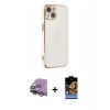 MARSİLYAN™- iPhone 14 Kılıf Yankı Serisi - Siyah Buffer Hayalet Cam Ekran Koruyucu + Raze Metal Kamera Lens - GS
