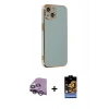MARSİLYAN™- iPhone 14 Kılıf Yankı Serisi - Siyah Buffer Hayalet Cam Ekran Koruyucu + Raze Metal Kamera Lens - GS