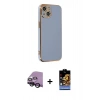 MARSİLYAN™- iPhone 14 Kılıf Yankı Serisi - Siyah Buffer Hayalet Cam Ekran Koruyucu + Raze Metal Kamera Lens - SH