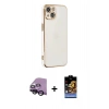 MARSİLYAN™- iPhone 14 Kılıf Yankı Serisi - Siyah Buffer Hayalet Cam Ekran Koruyucu + Raze Metal Kamera Lens - SH