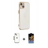 MARSİLYAN™- iPhone 14 Kılıf Yankı Serisi - Siyah Buffer Hayalet Cam Ekran Koruyucu + Shine Kamera Lens - GD