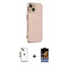 MARSİLYAN™- iPhone 14 Kılıf Yankı Serisi - Siyah Buffer Hayalet Cam Ekran Koruyucu + Shine Kamera Lens - GD
