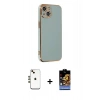 MARSİLYAN™- iPhone 14 Kılıf Yankı Serisi - Siyah Buffer Hayalet Cam Ekran Koruyucu + Shine Kamera Lens - GD