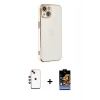 MARSİLYAN™- iPhone 14 Kılıf Yankı Serisi - Siyah Buffer Hayalet Cam Ekran Koruyucu + Shine Kamera Lens - KI