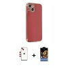 MARSİLYAN™- iPhone 14 Kılıf Yankı Serisi - Siyah Buffer Hayalet Cam Ekran Koruyucu + Shine Kamera Lens - KI