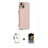 MARSİLYAN™- iPhone 14 Kılıf Yankı Serisi - Siyah Buffer Hayalet Cam Ekran Koruyucu + Shine Kamera Lens - SH