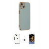MARSİLYAN™- iPhone 14 Kılıf Yankı Serisi - Siyah Buffer Hayalet Cam Ekran Koruyucu + Shine Kamera Lens - SH