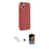 MARSİLYAN™- iPhone 14 Kılıf Yankı Serisi - Siyah Buffer Hayalet Cam Ekran Koruyucu + Yeşil Diamond Kamera Lens