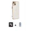MARSİLYAN™- iPhone 14 Kılıf Yankı Serisi - Siyah Joko Magic 5D Cam + PVD Metal Kamera Lens - PE