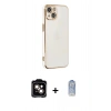MARSİLYAN™- iPhone 14 Kılıf Yankı Serisi - Siyah Joko Magic 5D Cam + PVD Metal Kamera Lens - TU