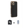 MARSİLYAN™- iPhone 14 Kılıf Yankı Serisi - Siyah Joko Magic 5D Cam + PVD Metal Kamera Lens - YL