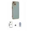 MARSİLYAN™- iPhone 14 Kılıf Yankı Serisi - Siyah Joko Magic 5D Cam + Yeşil Shine Kamera Lens