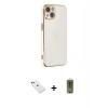 MARSİLYAN™- iPhone 14 Kılıf Yankı Serisi - Siyah Joko Magic 5D Hayalet Cam + Diamond Kamera Lens - YL
