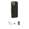 MARSİLYAN™- iPhone 14 Kılıf Yankı Serisi - Siyah Joko Magic 5D Hayalet Cam + Diamond Kamera Lens - YL