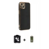 MARSİLYAN™- iPhone 14 Kılıf Yankı Serisi - Siyah Joko Magic 5D Hayalet Cam + PVD Metal Kamera Lens - GS