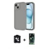 MARSİLYAN™- iPhone 14 Kılıf Yankı Yansıma Özel Seri - Şeffaf 360 Full Body Arka Koruyucu + PVD Metal Kamera Lens - MI