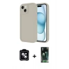 MARSİLYAN™- iPhone 14 Kılıf Yankı Yansıma Özel Seri - Şeffaf 360 Full Body Arka Koruyucu + PVD Metal Kamera Lens - MI