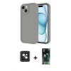 MARSİLYAN™- iPhone 14 Kılıf Yankı Yansıma Özel Seri - Şeffaf 360 Full Body Arka Koruyucu + PVD Metal Kamera Lens - PE