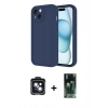 MARSİLYAN™- iPhone 14 Kılıf Yankı Yansıma Özel Seri - Şeffaf 360 Full Body Arka Koruyucu + PVD Metal Kamera Lens - SH