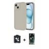 MARSİLYAN™- iPhone 14 Kılıf Yankı Yansıma Özel Seri - Şeffaf 360 Full Body Arka Koruyucu + PVD Metal Kamera Lens - SH