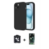 MARSİLYAN™- iPhone 14 Kılıf Yankı Yansıma Özel Seri - Şeffaf 360 Full Body Arka Koruyucu + PVD Metal Kamera Lens - SH