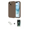 MARSİLYAN™- iPhone 14 Kılıf Yankı Yansıma Özel Seri - Şeffaf 360 Full Body Arka Koruyucu + Yeşil Diamond Kamera Lens