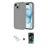 MARSİLYAN™- iPhone 14 Kılıf Yankı Yansıma Özel Seri - Şeffaf 360 Full Body Arka Koruyucu + Yeşil Diamond Kamera Lens