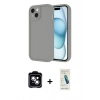 MARSİLYAN™- iPhone 14 Kılıf Yankı Yansıma Özel Seri - Şeffaf Pasifik Cam Ekran Koruyucu + PVD Metal Kamera Lens - MI