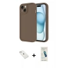 MARSİLYAN™- iPhone 14 Kılıf Yankı Yansıma Özel Seri - Şeffaf Pasifik Cam Ekran Koruyucu + Pembe Diamond Kamera Lens