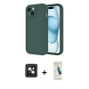 MARSİLYAN™- iPhone 14 Kılıf Yankı Yansıma Özel Seri - Şeffaf Pasifik Cam Ekran Koruyucu + PVD Metal Kamera Lens - PE