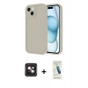 MARSİLYAN™- iPhone 14 Kılıf Yankı Yansıma Özel Seri - Şeffaf Pasifik Cam Ekran Koruyucu + PVD Metal Kamera Lens - PE