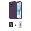 MARSİLYAN™- iPhone 14 Kılıf Yankı Yansıma Özel Seri - Şeffaf Pasifik Cam Ekran Koruyucu + PVD Metal Kamera Lens - PE