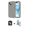 MARSİLYAN™- iPhone 14 Kılıf Yankı Yansıma Özel Seri - Şeffaf Royal Nano Ekran Koruyucu + PVD Metal Kamera Lens - SH