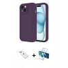 MARSİLYAN™- iPhone 14 Kılıf Yankı Yansıma Özel Seri - Siyah 3D Antistatik Cam Ekran Koruyucu + Diamond Kamera Lens - YL