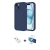 MARSİLYAN™- iPhone 14 Kılıf Yankı Yansıma Özel Seri - Siyah 3D Antistatik Cam Ekran Koruyucu + Diamond Kamera Lens - YL