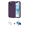 MARSİLYAN™- iPhone 14 Kılıf Yankı Yansıma Özel Seri - Siyah 3D Antistatik Cam Ekran Koruyucu + Diamond Kamera Lens - SABE