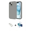 MARSİLYAN™- iPhone 14 Kılıf Yankı Yansıma Özel Seri - Siyah 3D Antistatik Cam Ekran Koruyucu + Diamond Kamera Lens - YL