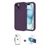 MARSİLYAN™- iPhone 14 Kılıf Yankı Yansıma Özel Seri - Siyah 3D Antistatik Cam Ekran Koruyucu + Shine Kamera Lens - GI