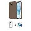MARSİLYAN™- iPhone 14 Kılıf Yankı Yansıma Özel Seri - Siyah 3D Antistatik Cam Ekran Koruyucu + Shine Kamera Lens - GD