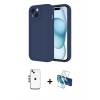 MARSİLYAN™- iPhone 14 Kılıf Yankı Yansıma Özel Seri - Siyah 3D Antistatik Cam Ekran Koruyucu + Shine Kamera Lens - GS
