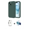 MARSİLYAN™- iPhone 14 Kılıf Yankı Yansıma Özel Seri - Siyah 3D Antistatik Cam Ekran Koruyucu + Shine Kamera Lens - GS