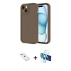 MARSİLYAN™- iPhone 14 Kılıf Yankı Yansıma Özel Seri - Siyah 3D Antistatik Cam Ekran Koruyucu + Diamond Kamera Lens - KI